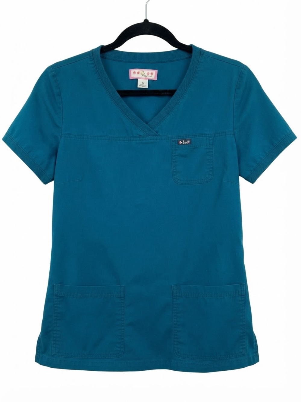 koi Teal V-Neck Short Sleeve Scrub Top